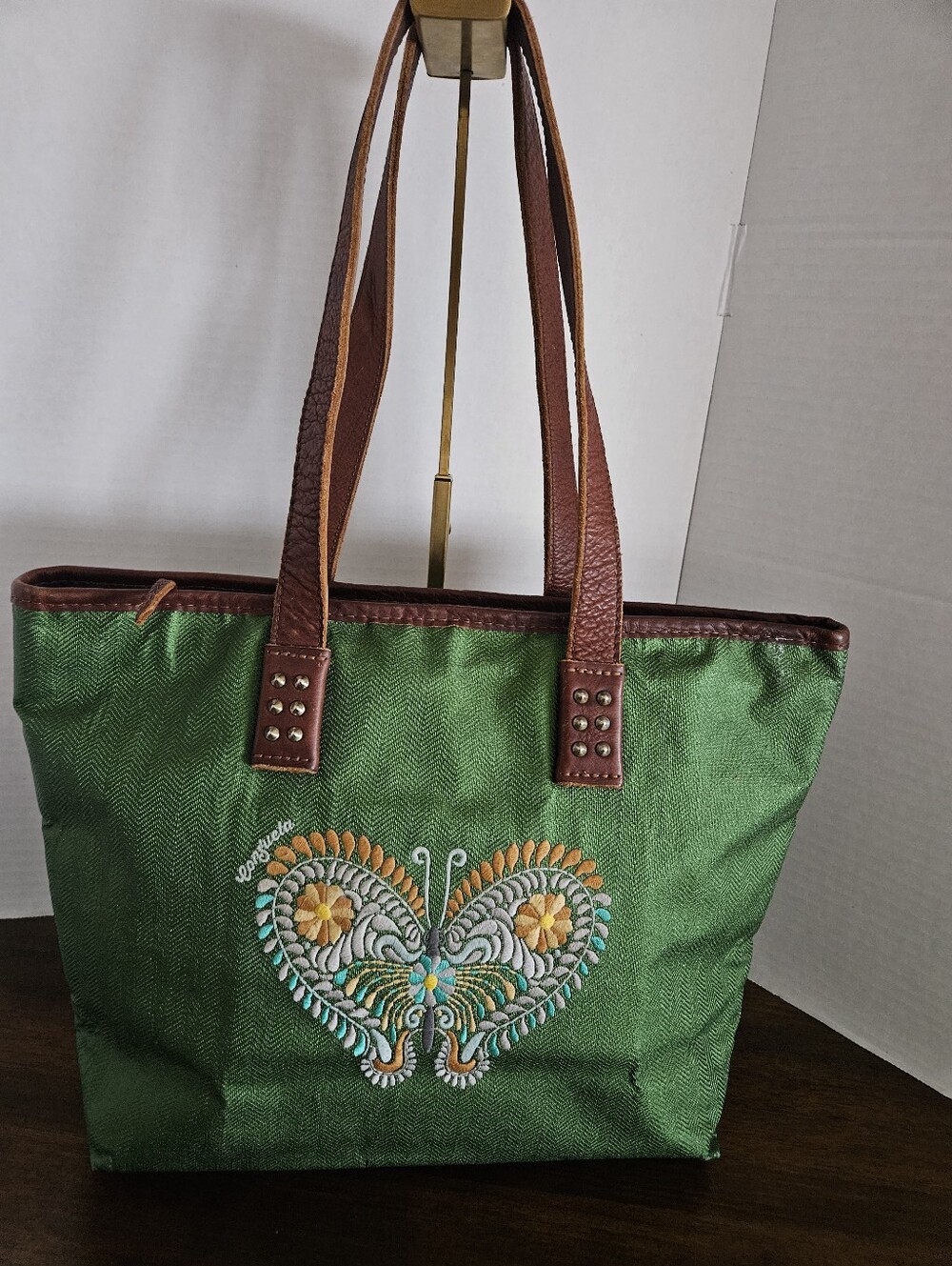 Consuela Green Embroidered Butterfly Tote Bag - Bon Voyage Collection